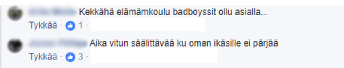 Facebook-kommentteja.