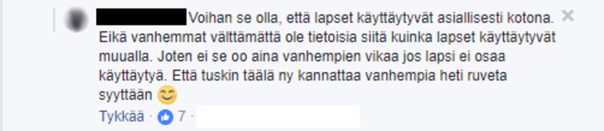 Facebook-kommentti.
