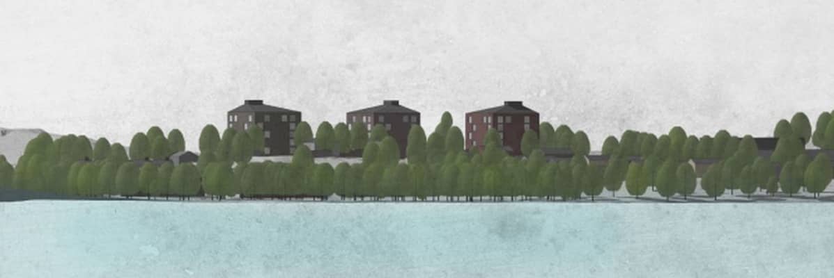 Viitteellinen näkymä Tuomijärveltä Savulahden kaava-alaueelle.