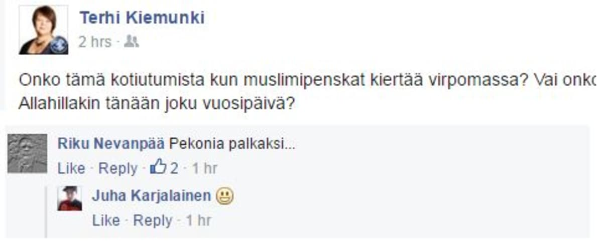 Terhi Kiemungin ja Riku Nevanpään kommentteja