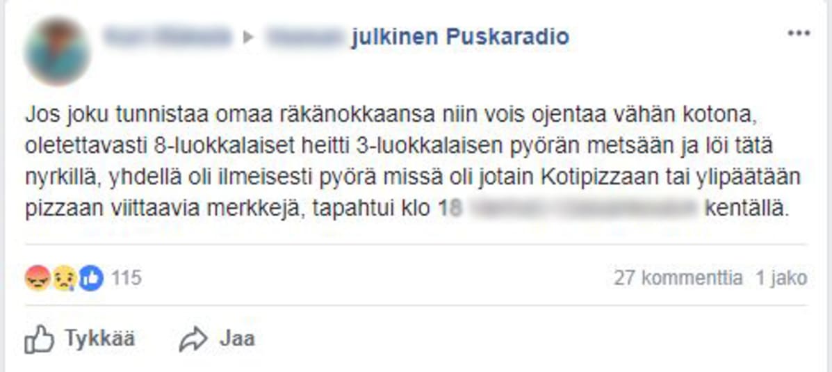 Facebook-päivitys