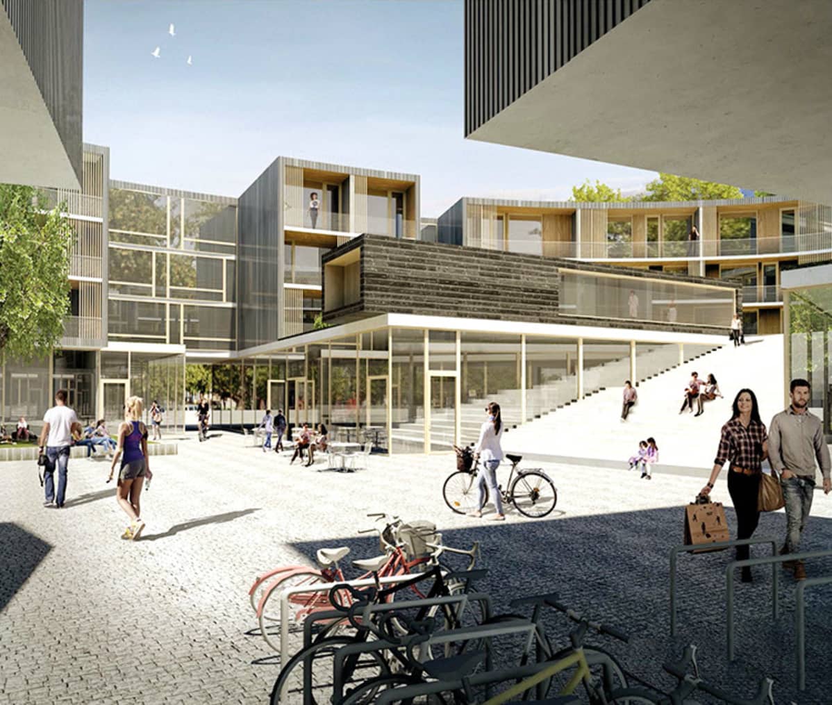 Ovaalin muotoisen rakennuksen sisäpihalle muodostuisi suuri aukio.