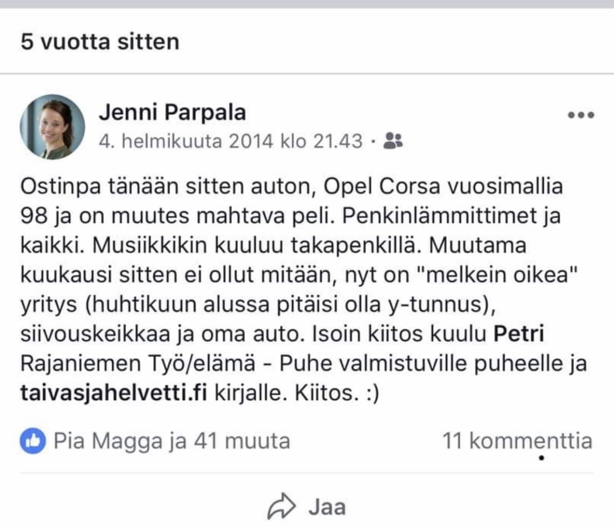 Facebook-päivitys