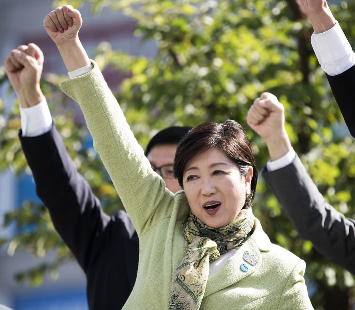 Tokion kuvernööri Yuriko Koike kuvattuna puolueensa vaalikampanjan aikana Saitamassa 18. lokakuuta.