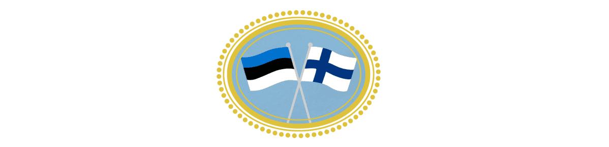 Viron ja Suomen liput kehyksissä.