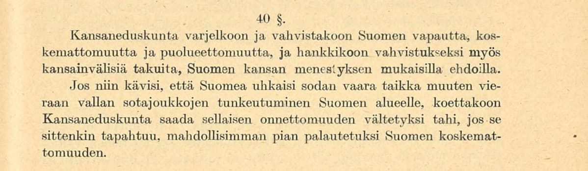 Valtiosääntöehdotus 1918 pykälä 40