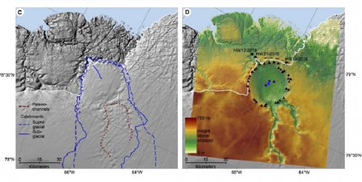 Kaksi satelliittikuvaa tutkimusalueesta.