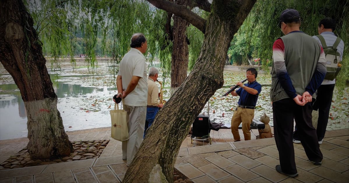 Katusoittajia Kiinan Kunmingin kaupungissa elokuussa 2019.