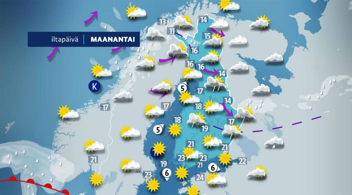 maanantain sääkartta