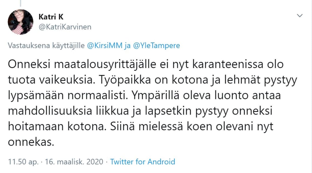 Katri Karvisen twiitti etätyöstä