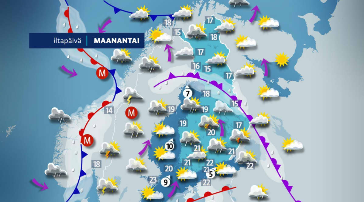 maanantain sääkartta