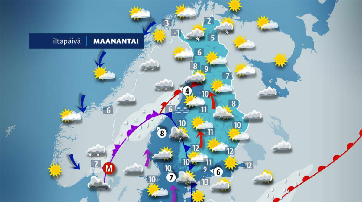 maanantain sääkartta
