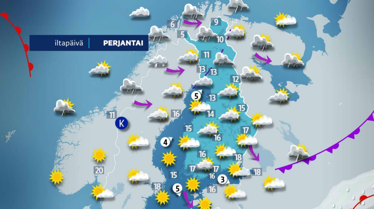 perjantain sääkartta