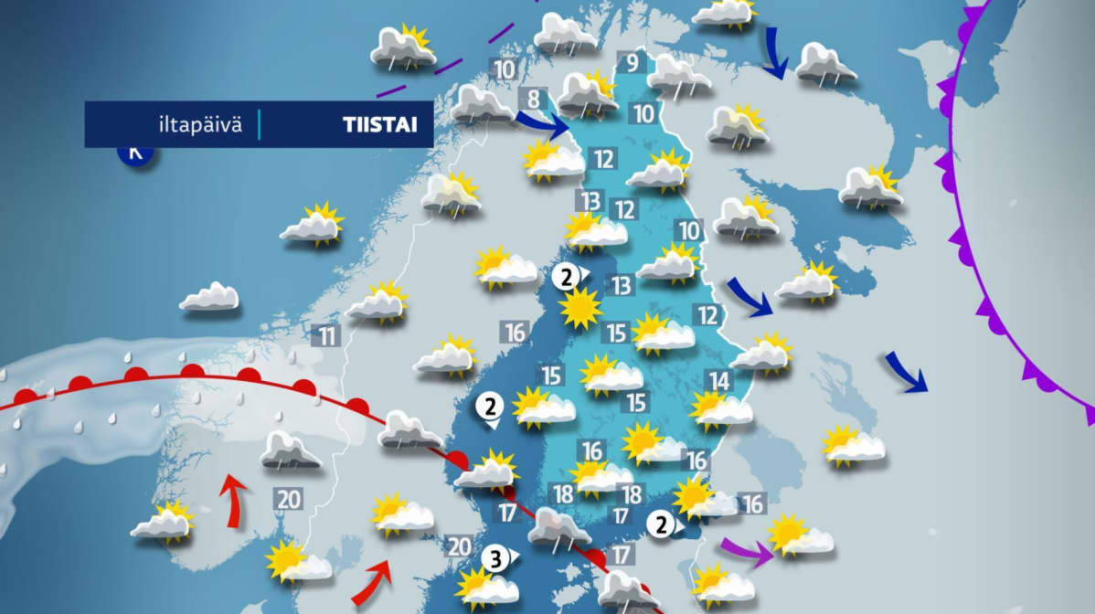tiistain sääkartta