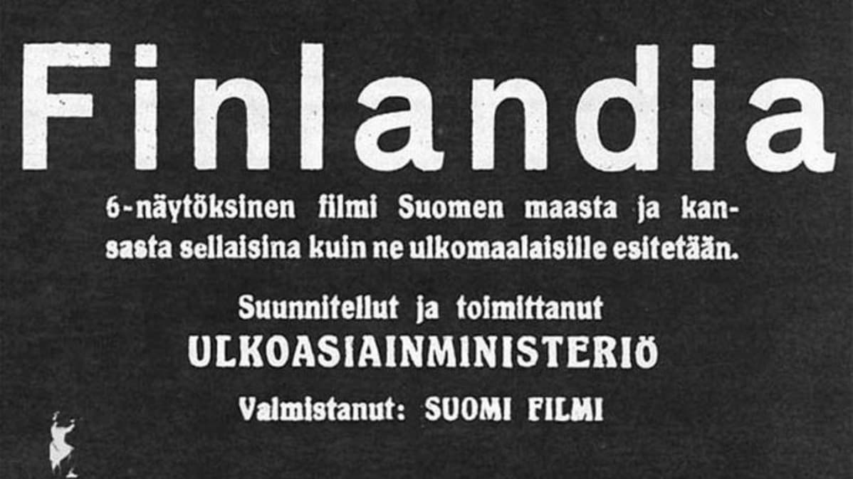 Finlandia kuusi näytöksinen filmi Suomen maasta tekstiplanssi