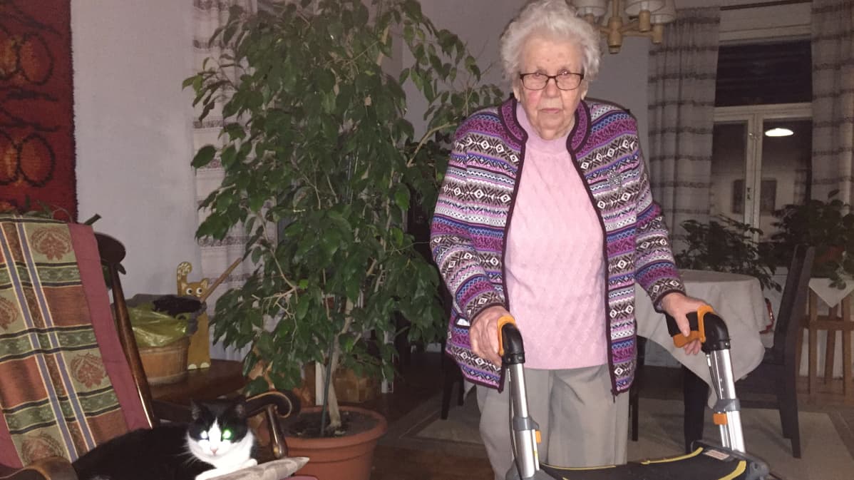 Airi Nieminen ja hänen kissansa Nestori