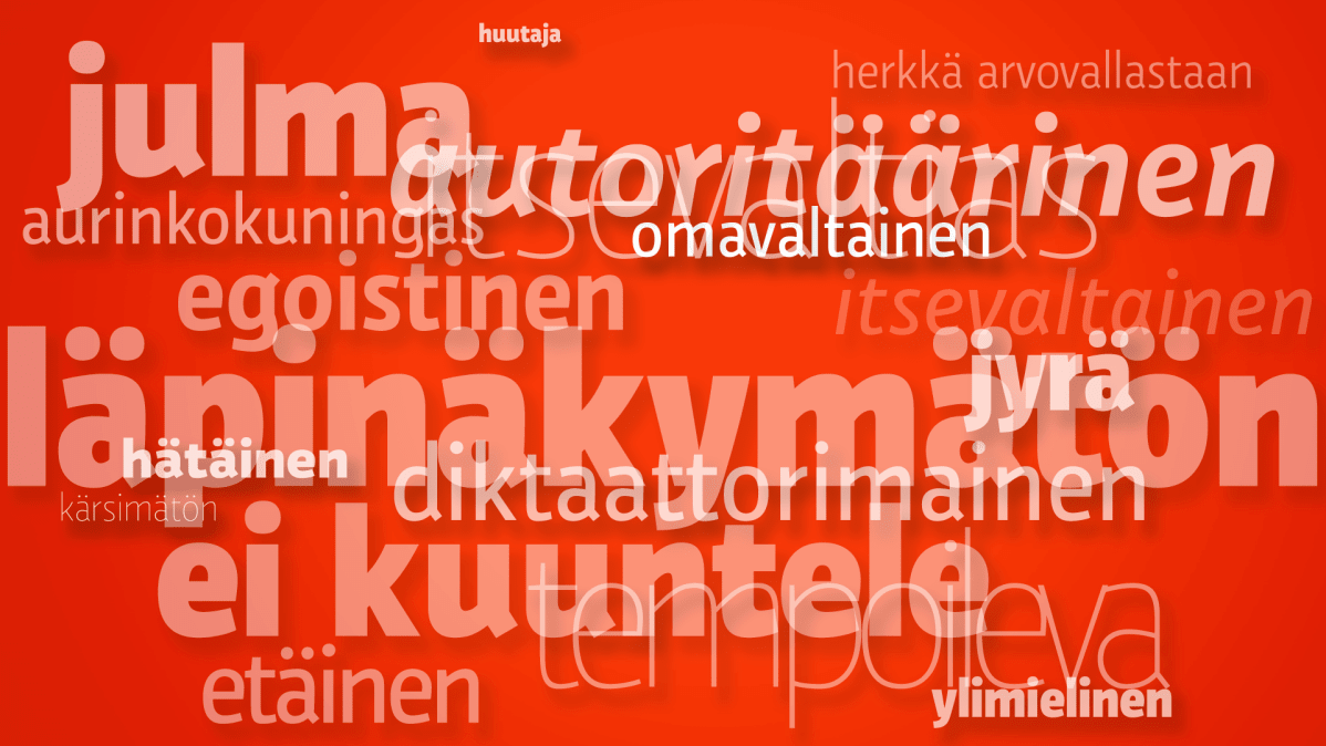 Negatiiviset luonnehdinnat sanapilvenä