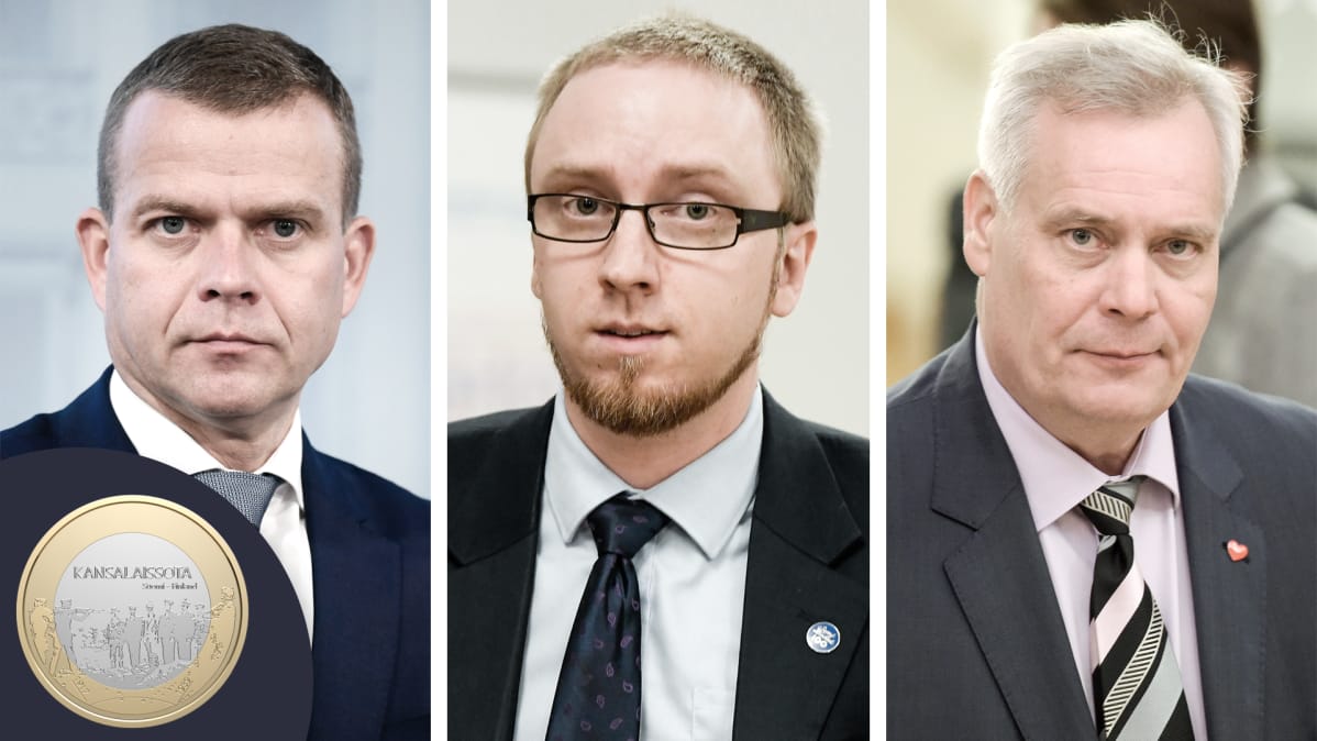 Petteri Orpo, Simon Elo ja Antti Rinne yhdistelmäkuvassa.