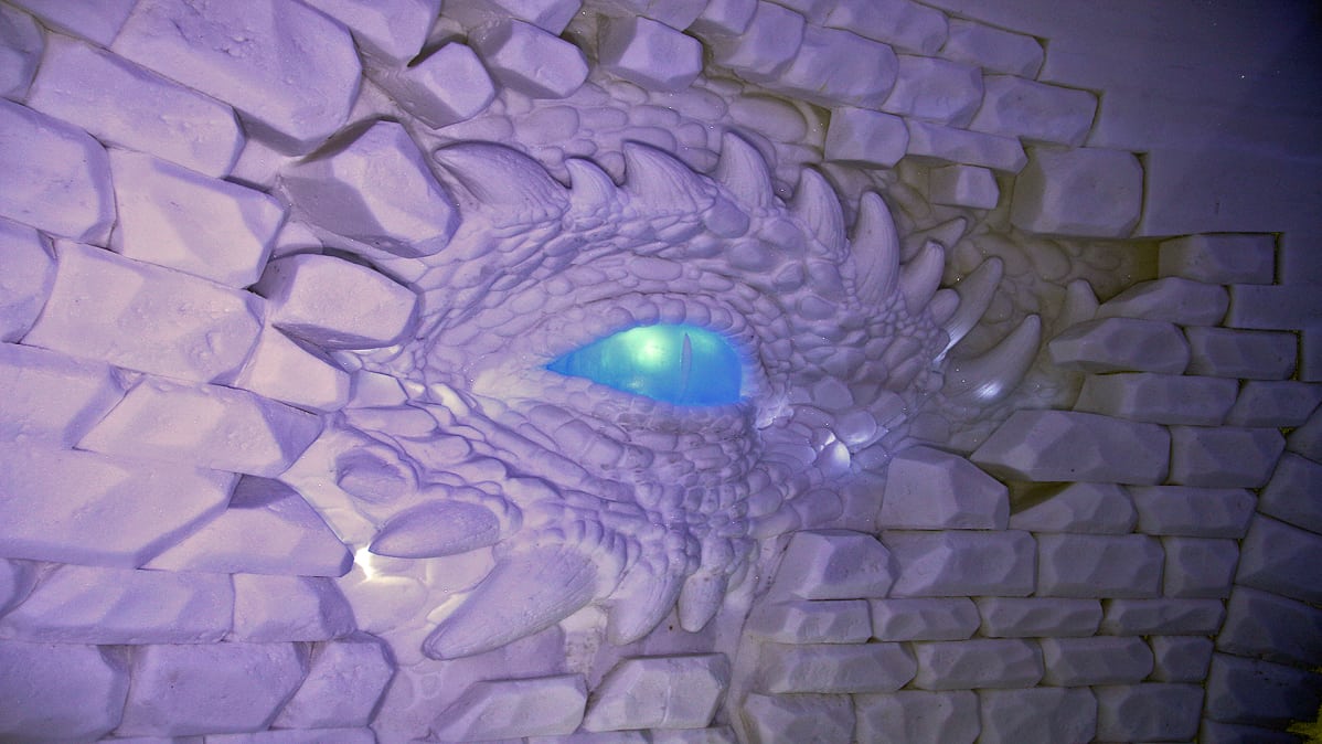 Lainion Snow Village-lumihotelli sisustettiin Game of Thrones-hahmoilla talvella 2017-2018.