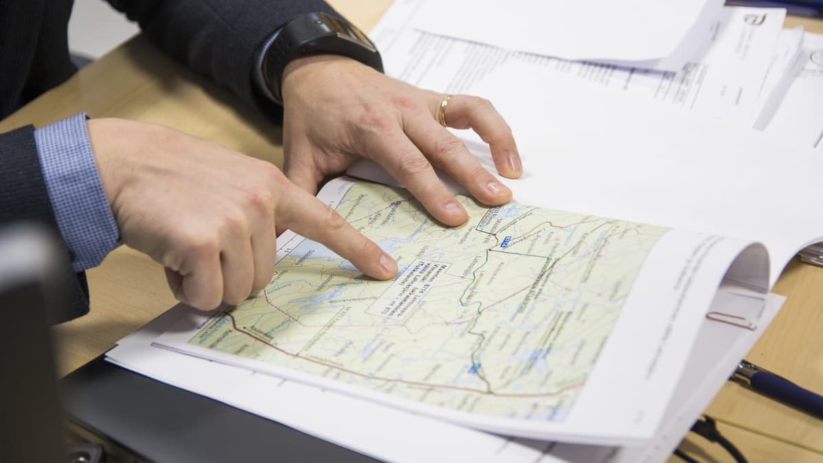 Kartta, missä näkyy lakkautettavaksi suunnitellun yleisen tien vaikutusalue.