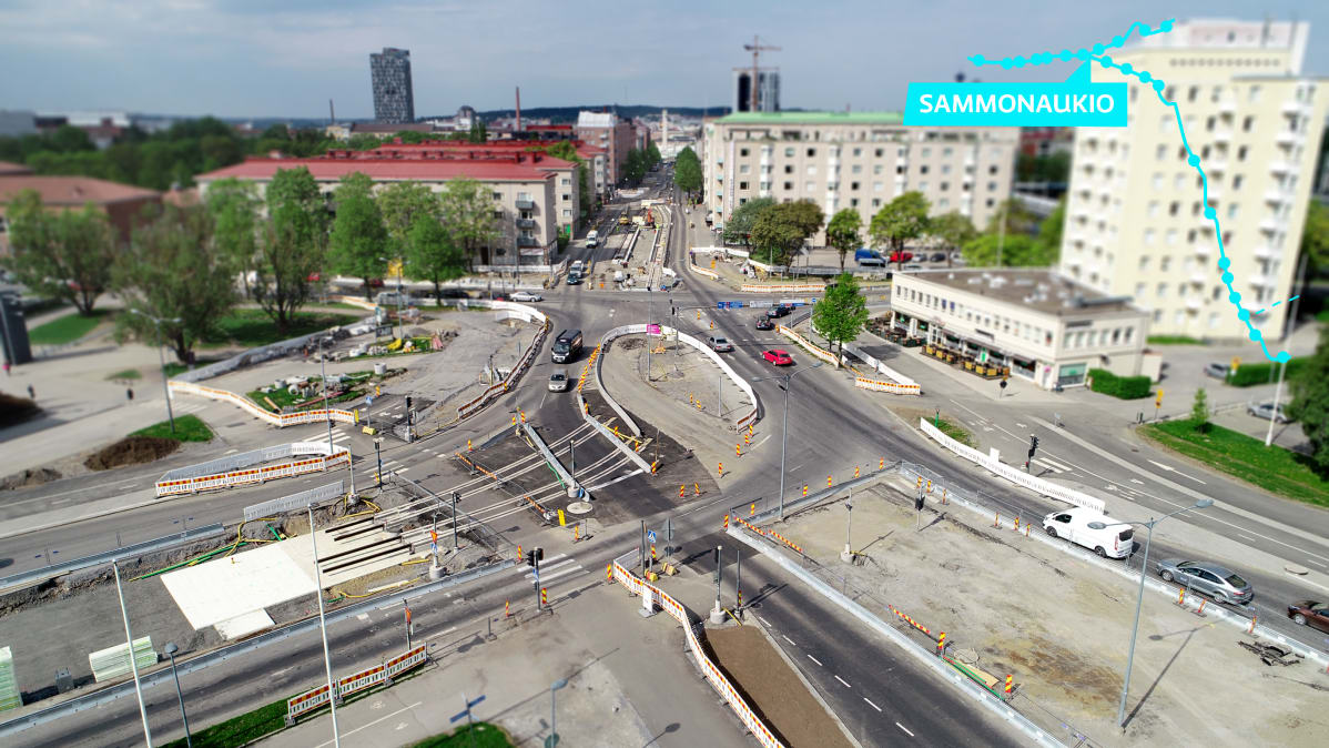 Raitiotie Sammonaukion työmaa