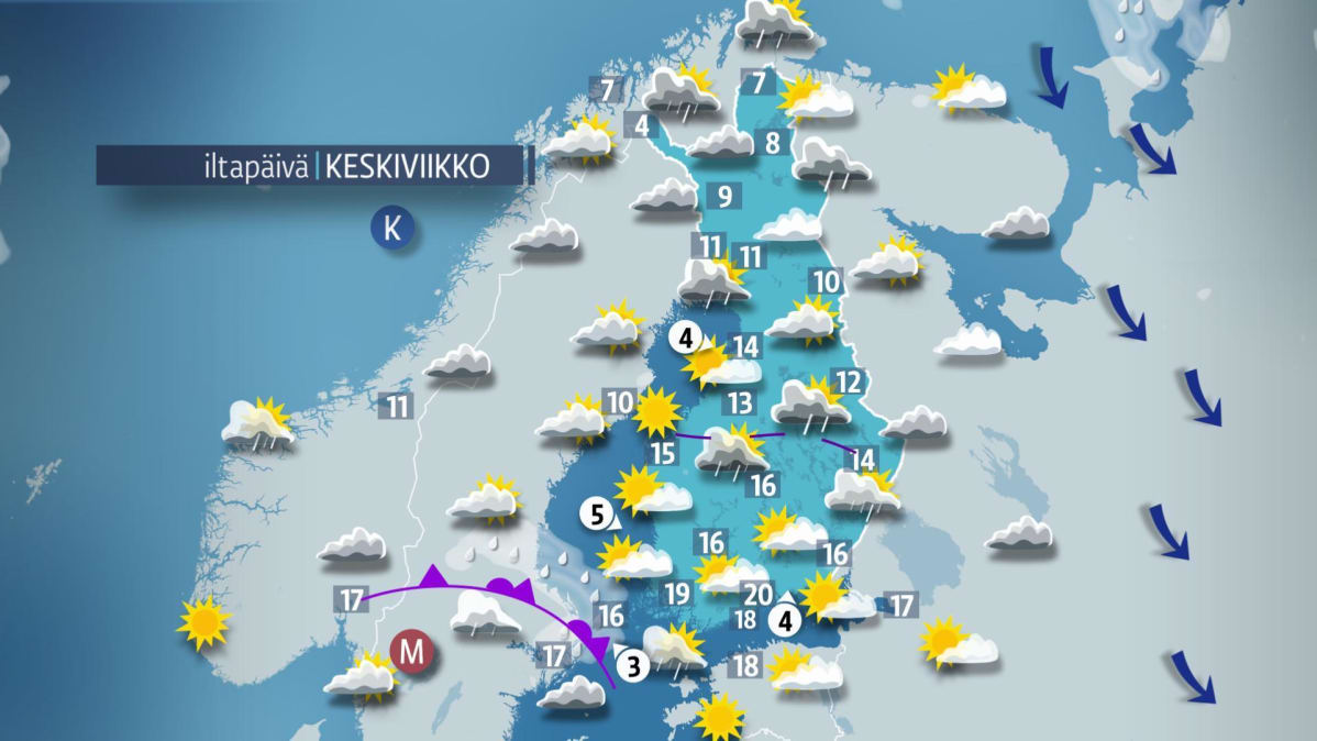 keskiviikon sääkartta