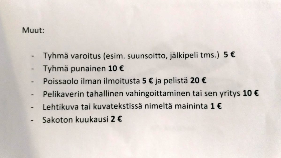 Kuvassa ote sakkolistassa.