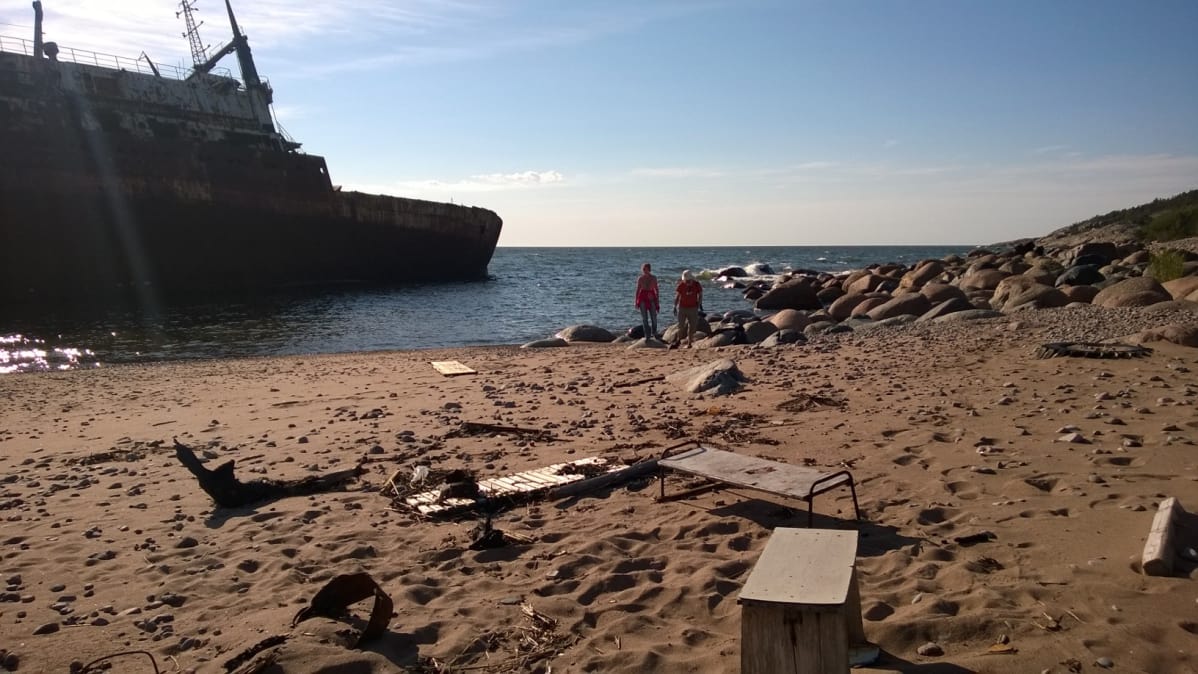 Laivan hylky rannassa