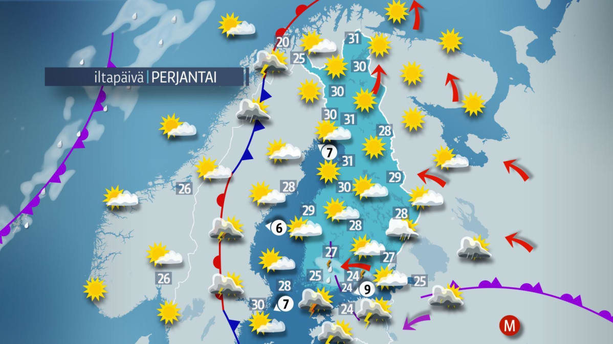 perjantain sääkartta