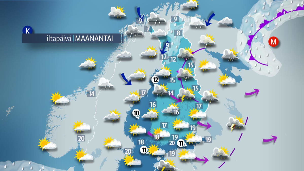 maanantain sääkartta