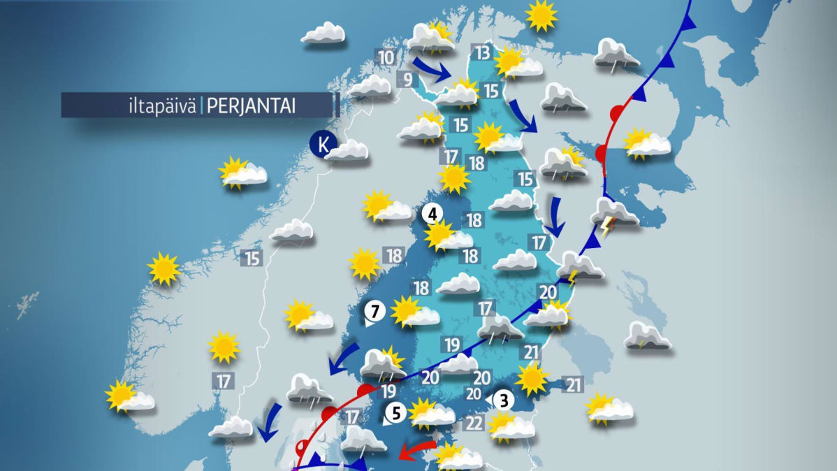 perjantain sääkartta