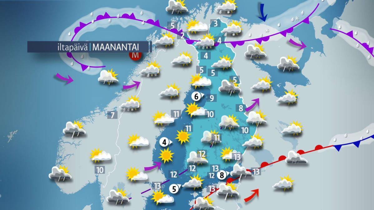 maanantain sääkartta