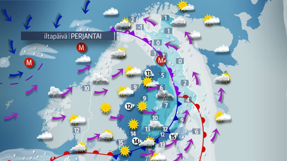 perjantain sääkartta