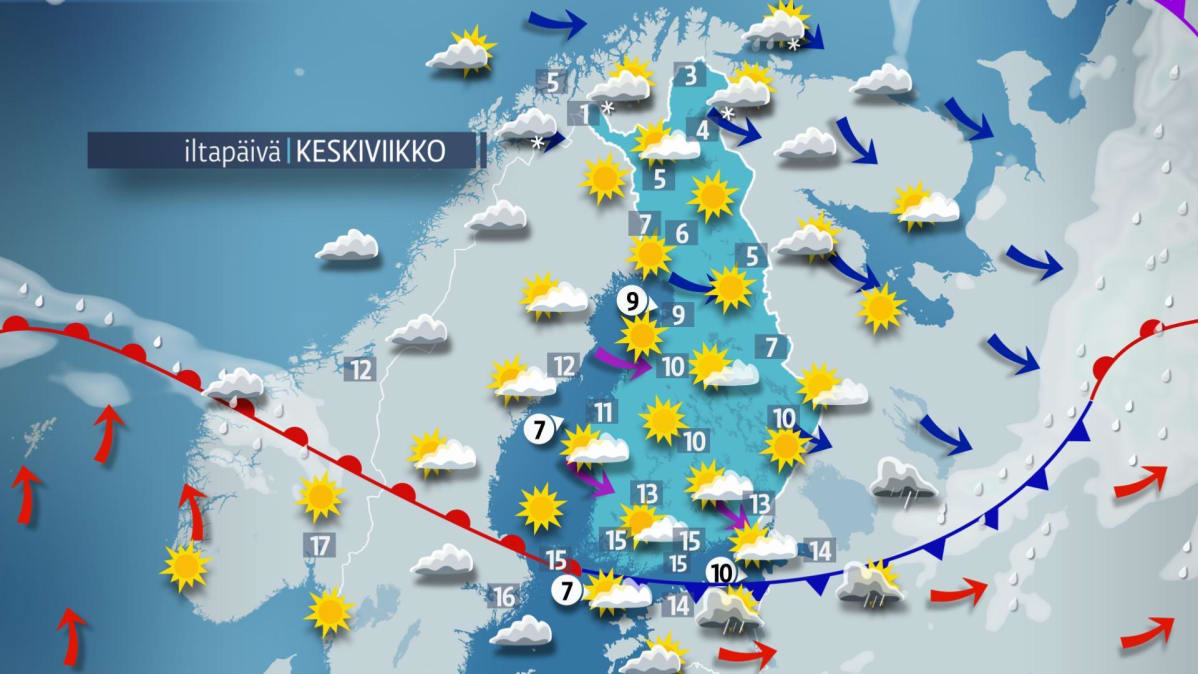 keskiviikon sääkartta