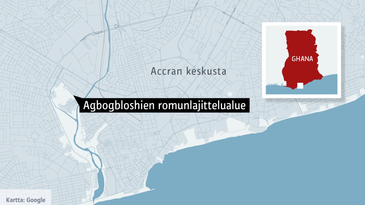 Agbogbloshien romunlajittelualue kartalla