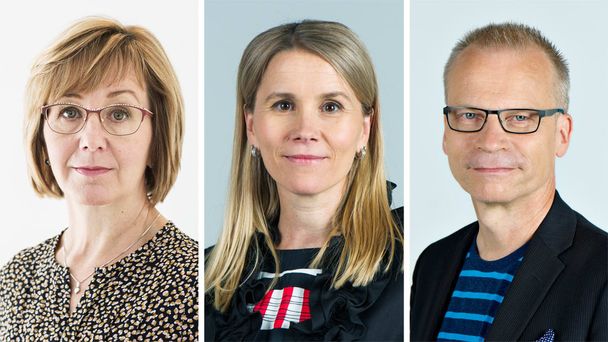 Kirjeenvaihtajat Pirkko Pöntinen, Paula Vilén ja Mika Hentunen.