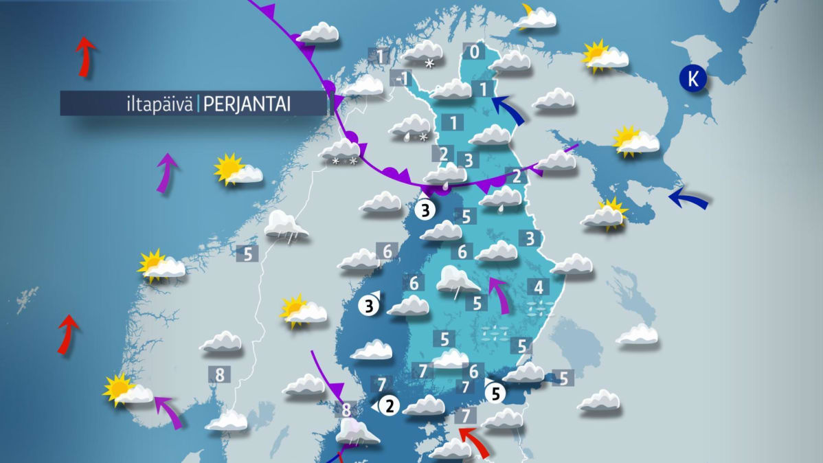 perjantain sääkartta