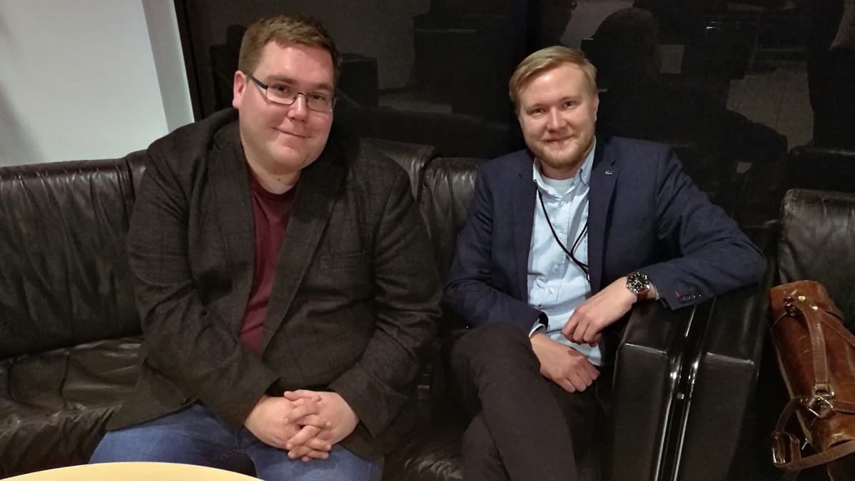 Suomen Opiskelija-Allianssin (Osku) pääsihteeri Juuso Luomala ja Suomen ammattiin opiskelevien liiton (SAKKI) koulutuspolitiikan asiantuntija Samuli Maxenius.