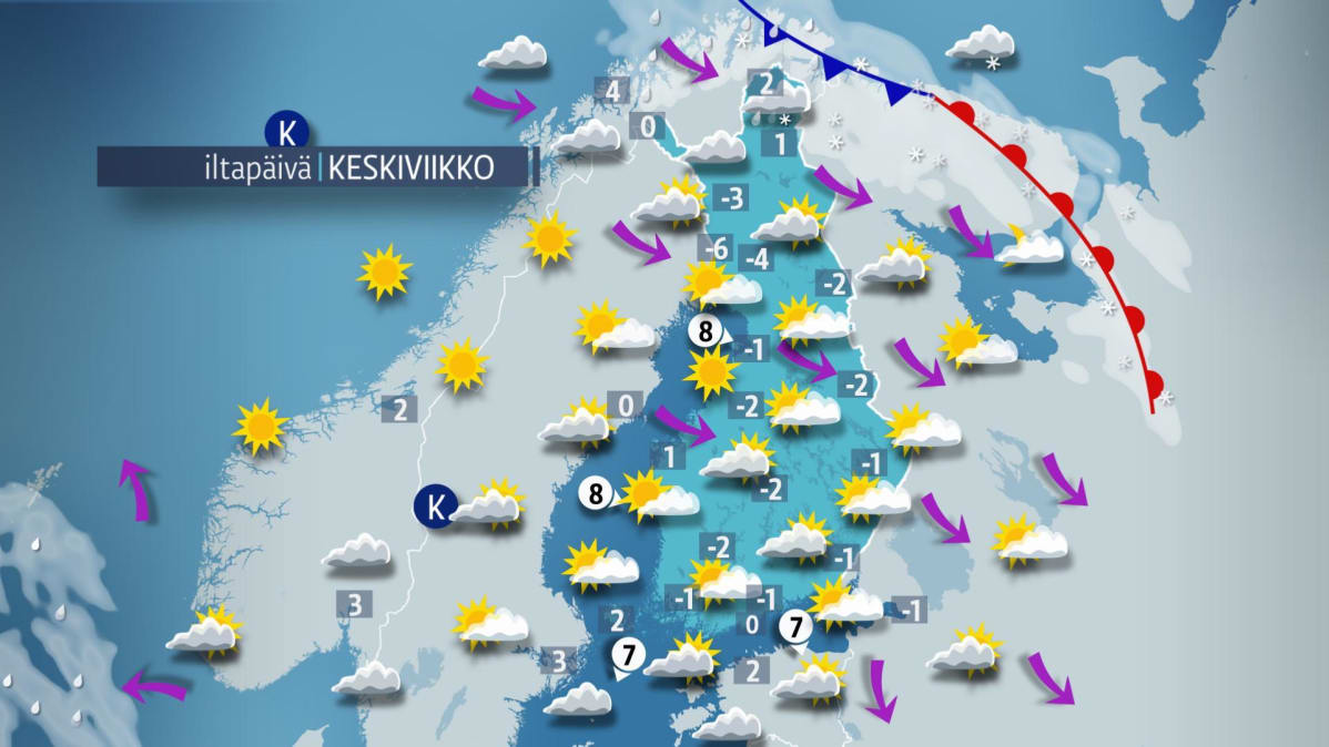 Keskiviikkoiltapäivän sää.