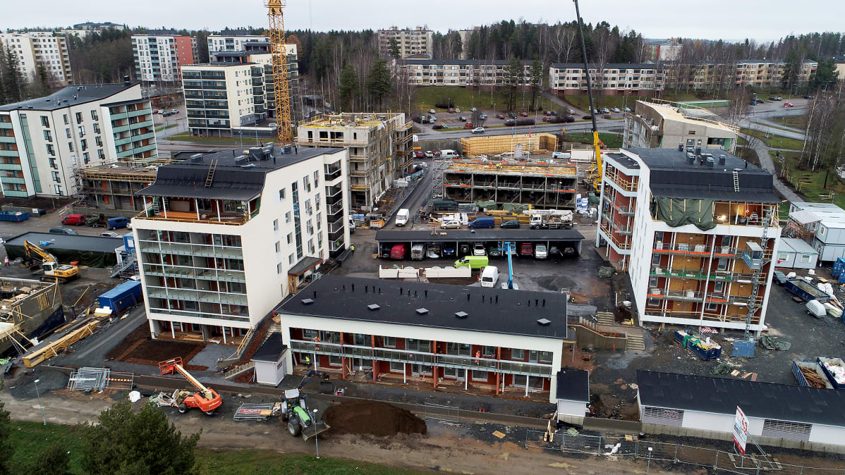Ilmakuva rakennustyömaasta Tampereella