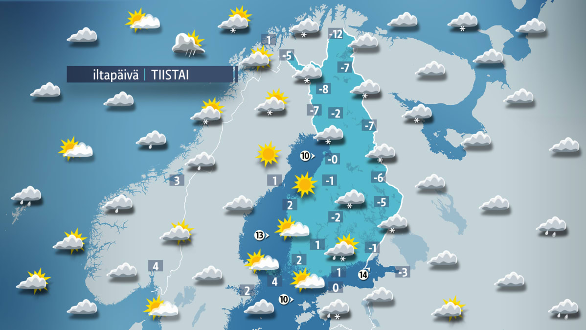 Tiistain sääkartta.