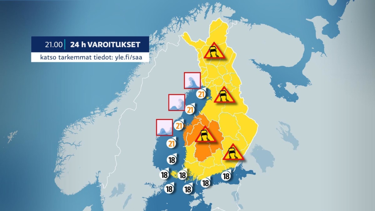 Varoituskartta kello 21.00