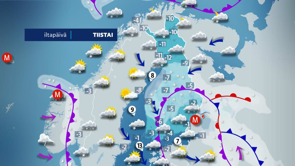 tiistain sääkartta