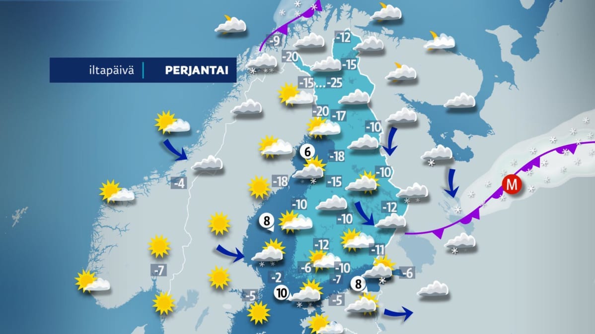 perjantain sääkartta