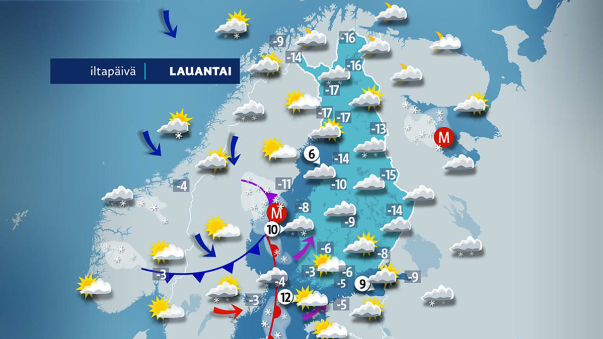 Lauantain sääennuste.