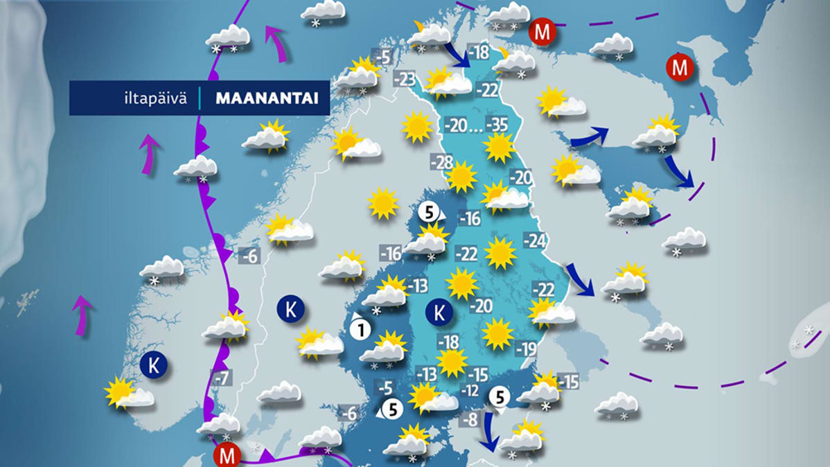 Maanantain sääennuste.