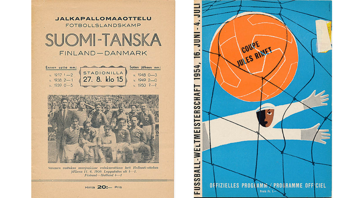Suomi - Tanska ja MM-käsiohjelma, molemmat 1950-luvulta