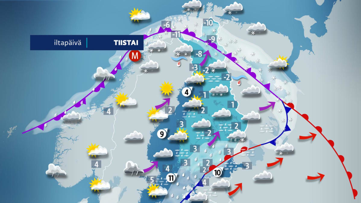 Sää, tiistai iltapäivä.