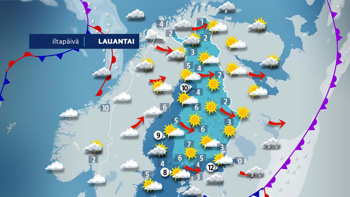 Lauantain sääennuste.