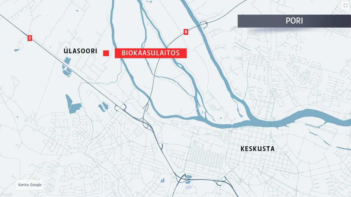 Kartta biokaasulaitoksen sijainnista